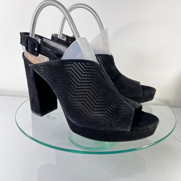 Vince Camuto Shoes - Vince Camuto Jenseya Platform Sandals Black Suede Leather perforated